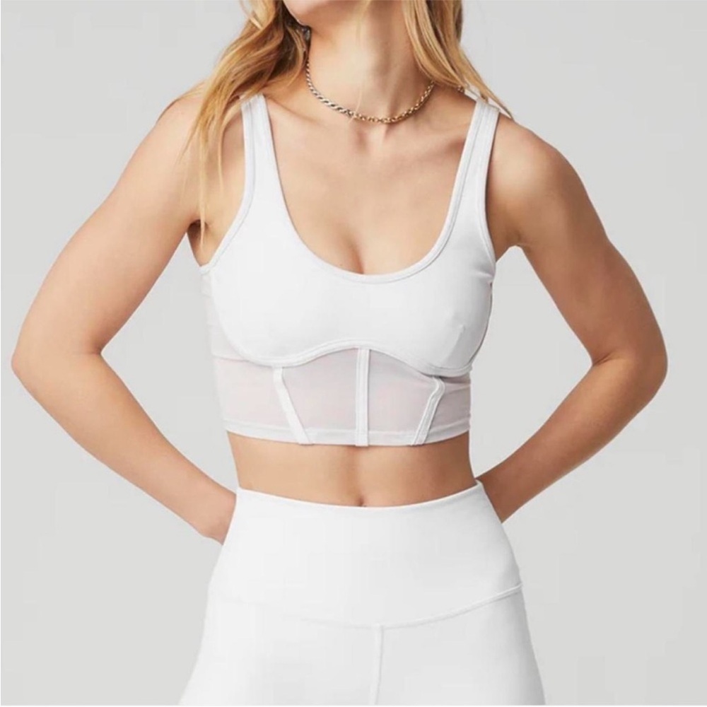 ALO Yoga Mesh Corset Tank in White